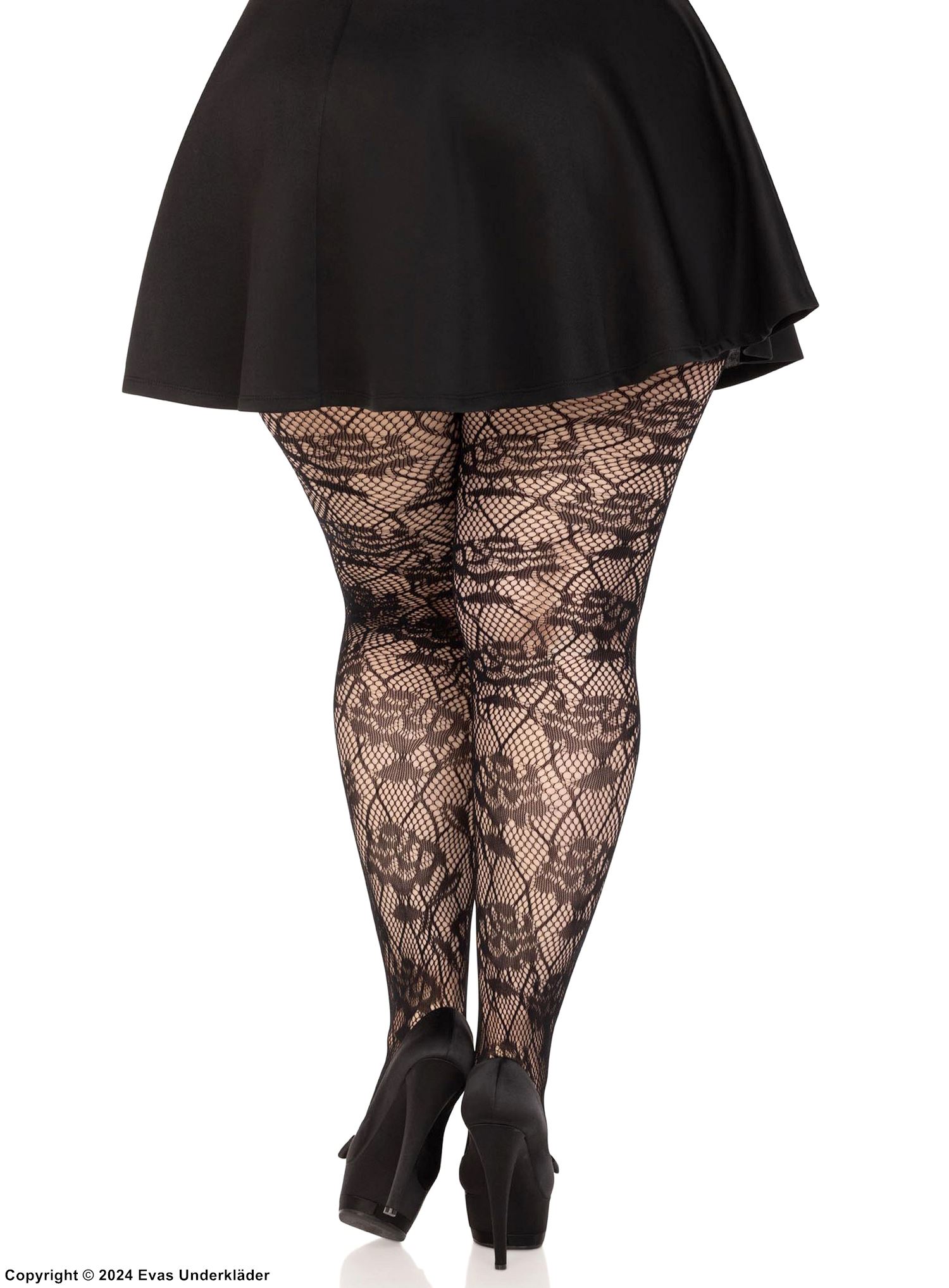 Romantische Strumpfhosen, Netz, Blumen, Plus Size